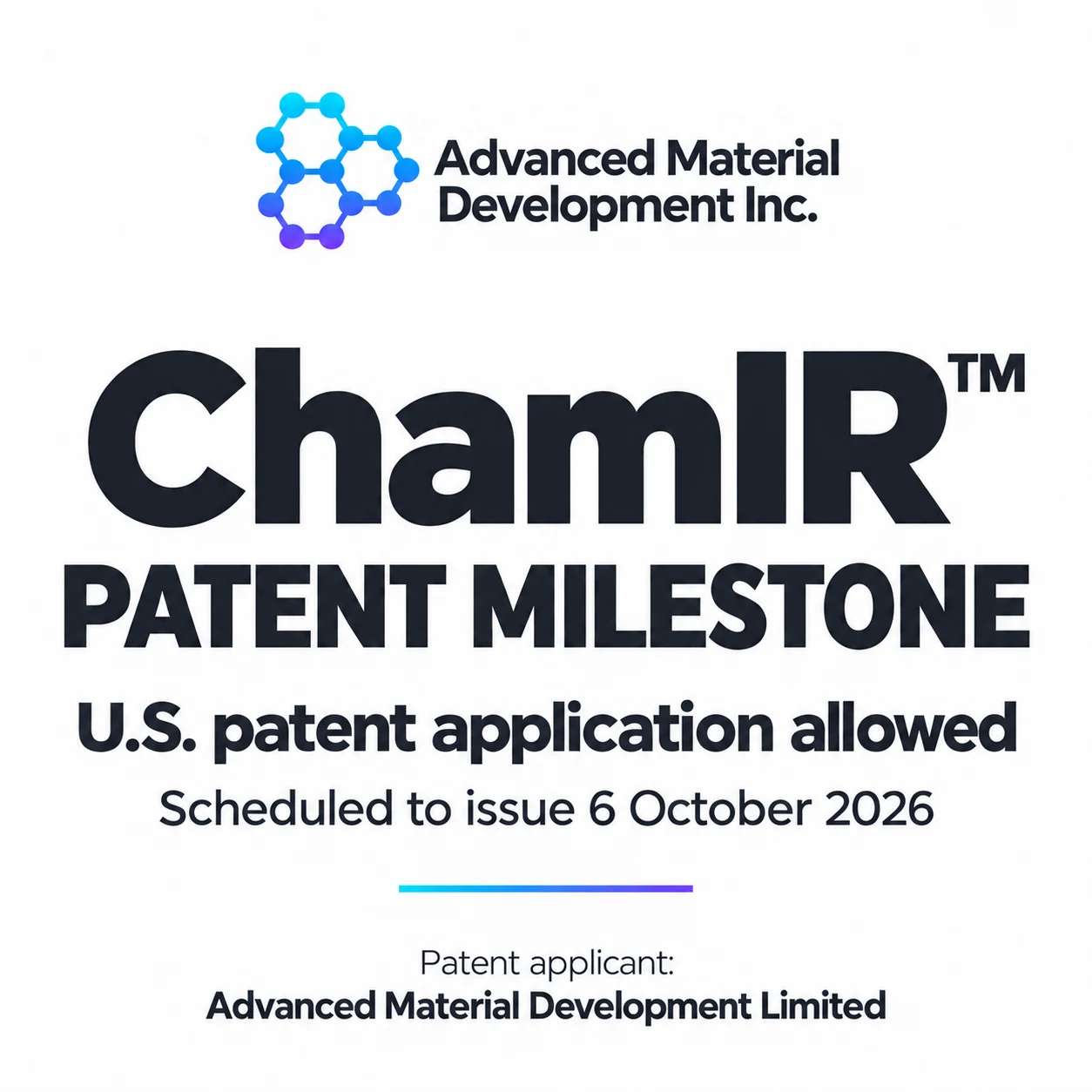 AMD ChamIR patent milestone announcement